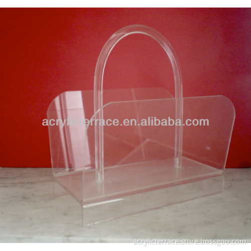 Basket Shaped Acrylic Lucite Magazine Rack